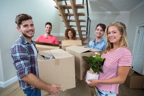 Moving van and boxes for local removals in Putney