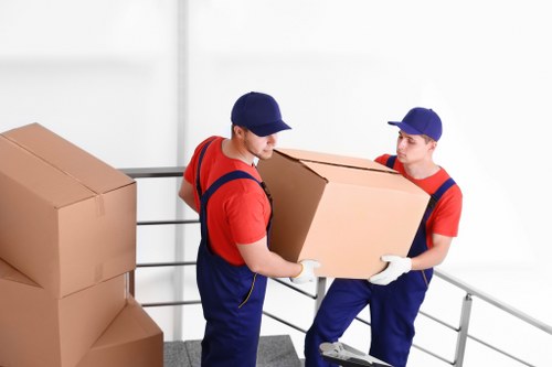 Professional flat removals in Putney with movers carrying boxes