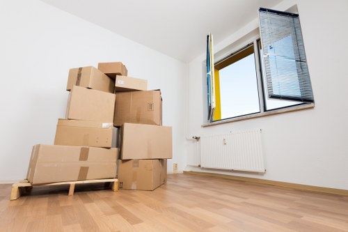 Professional man and van service handling boxes in Putney